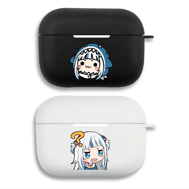 Hololive Gawr Gura Shark Cute Chibi Confused Expression Matte Silicone AirPods Case