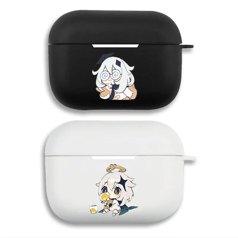 Original God Paimon Eating Cute Chibi Matte Silicone AirPods Case