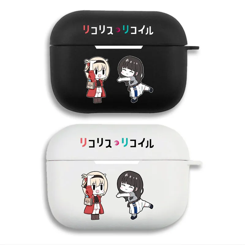 Lycoris Recoil Chisato and Takina - Chibi Anime Logo Print Matte AirPods Case