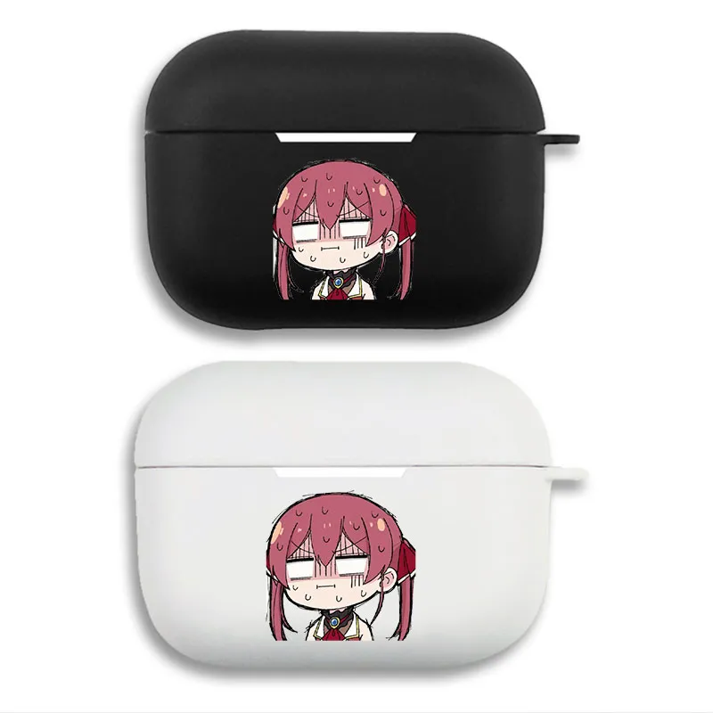 Hololive Houshou Marine - Funny Nervous Sweating Chibi VTuber Anime Graphic Print Matte Silicone AirPods Case