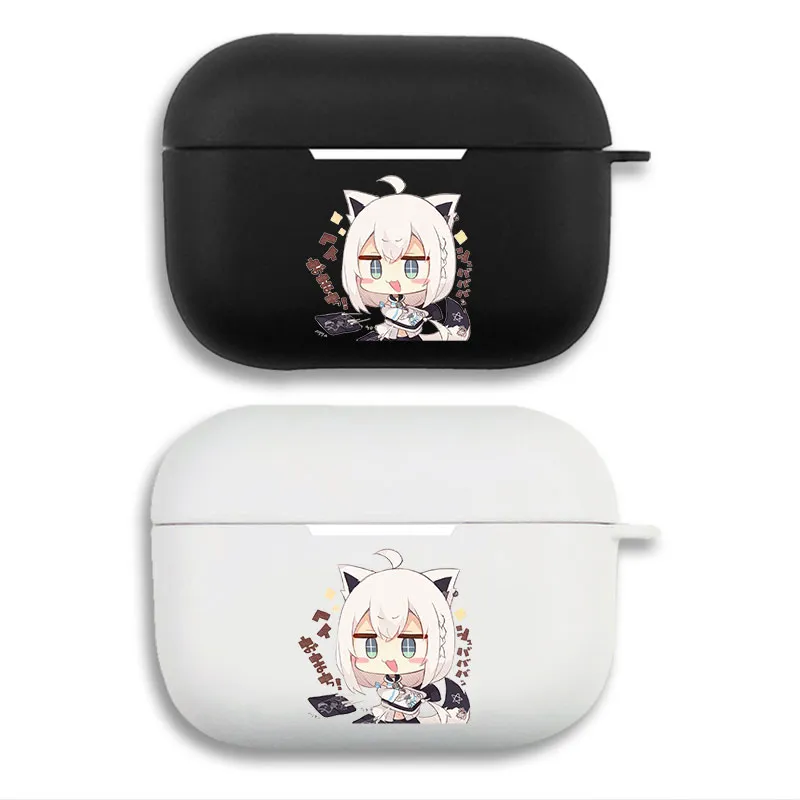 Hololive Shishiro Botan - Cute Gamer Cat Ear Chibi Anime Graphic Print Matte Silicone AirPods Case
