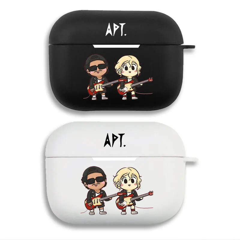 ROSÉ & Bruno Mars APT. - Cute Chibi K-Pop Pop Star Graphic Print Matte Silicone AirPods Case