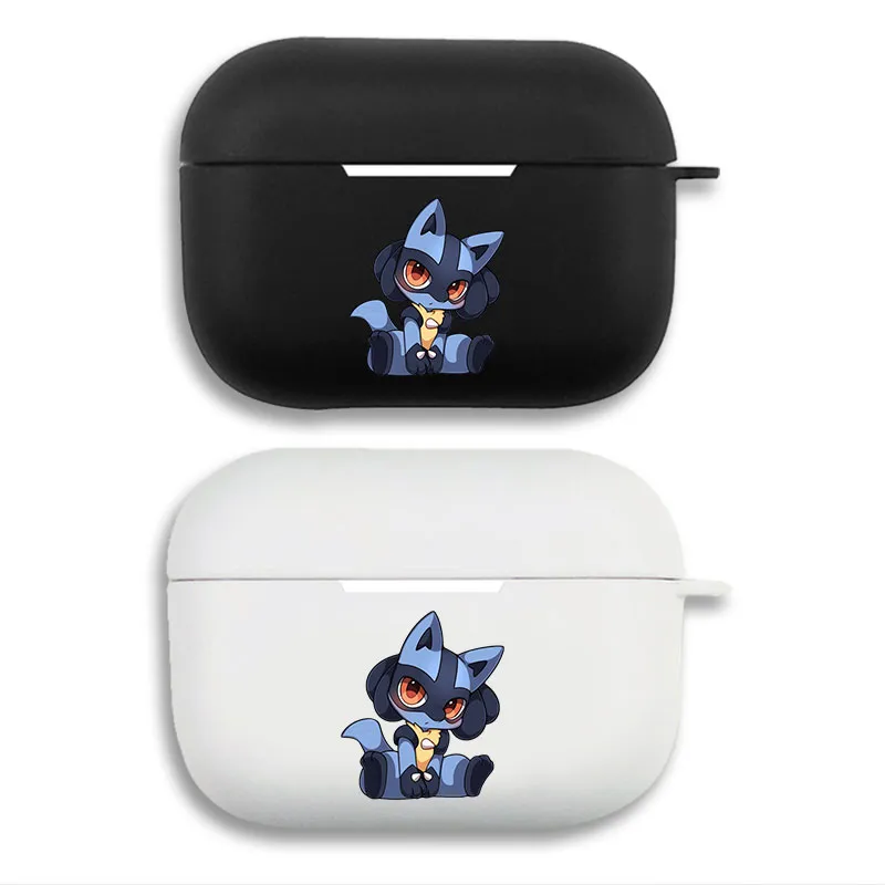 Creature Collection Lucario - Cute Sitting Chibi Anime Graphic Print Matte Silicone AirPods Case