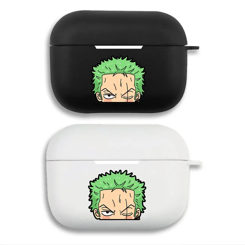 Pirate Voyage Roronoa Zoro - Cute Chibi Green Hair Anime Graphic Print Matte Silicone AirPods Case