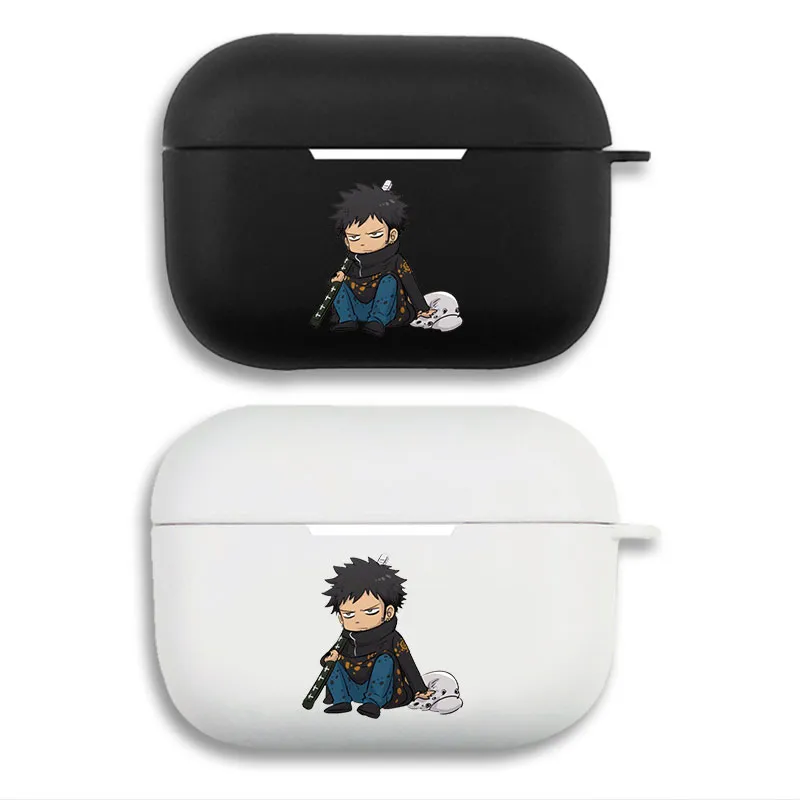 Pirate Voyage Trafalgar Law - Cute Sitting Chibi Anime Graphic Print Matte Silicone AirPods Case