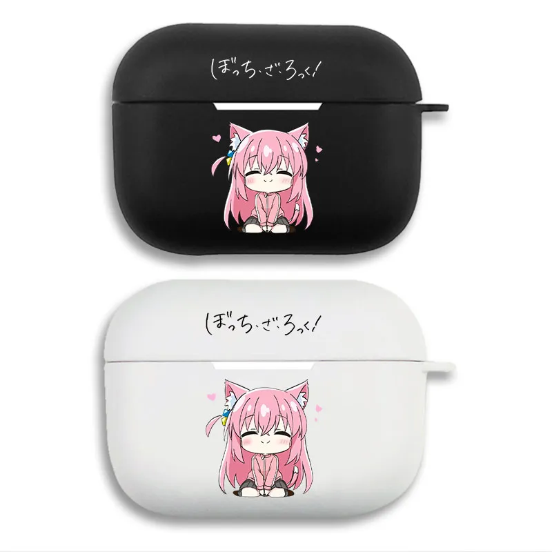 Bocchi the Rock! Hitori Gotoh - Cute Neko Cat Ear Chibi Graphic Print Matte Silicone AirPods Case