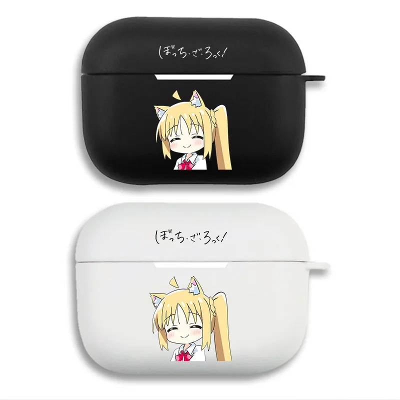 Bocchi the Rock! Nijika Ijichi - Cute Cat Ear Chibi Graphic Print Matte Silicone AirPods Case