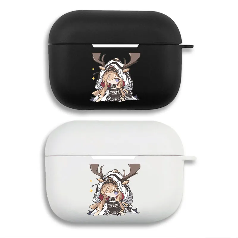 Arknights Viviana Droste Cute Chibi Gaming Pattern Soft Matte Silicone AirPods Case Cover with Lanyard