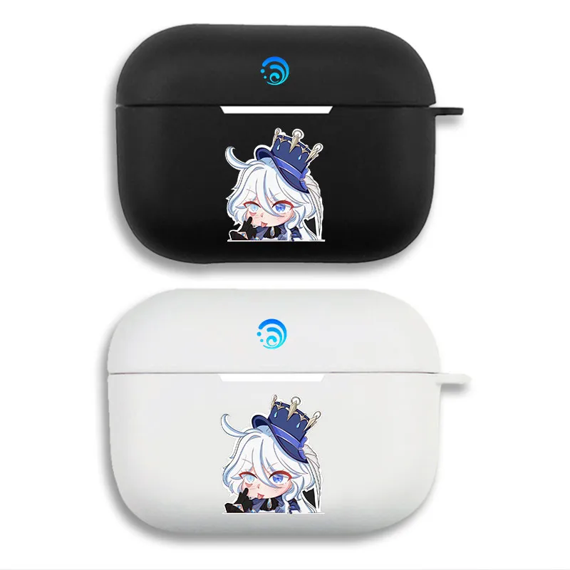 Original God Furina Hydro Cute Smug Chibi Gaming Soft Matte Silicone AirPods Case Cover with Lanyard