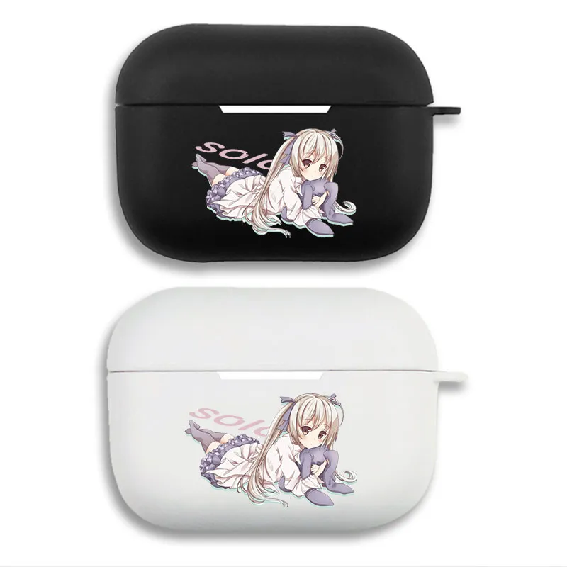 Sola Sora Kasugano Cute Anime Girl Graphic Soft Matte Silicone AirPods Case Cover with Lanyard
