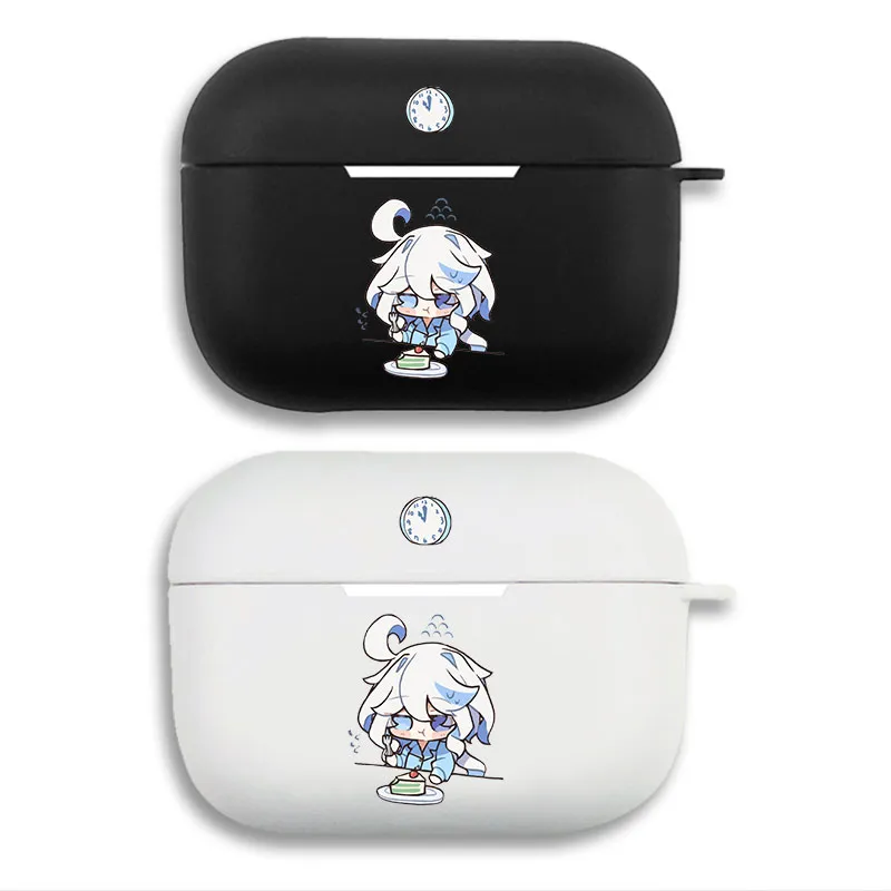 Original God Furina - Cute Chibi Anime Eating Cake Print Matte Silicone AirPods Case