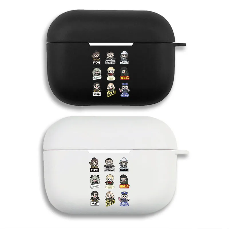 Girls und Panzer Chibi Characters - Cute Anime Stamp Print Matte Silicone AirPods Case