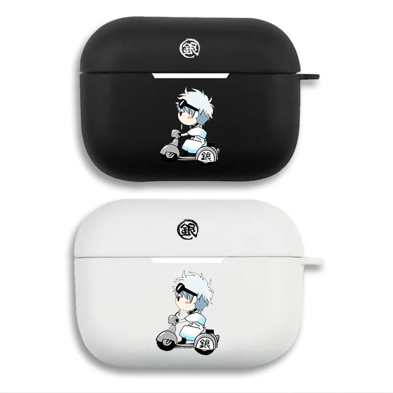 Samurai Parody Gintoki Sakata - Chibi Riding Scooter Graphic Print Matte Silicone AirPods Case