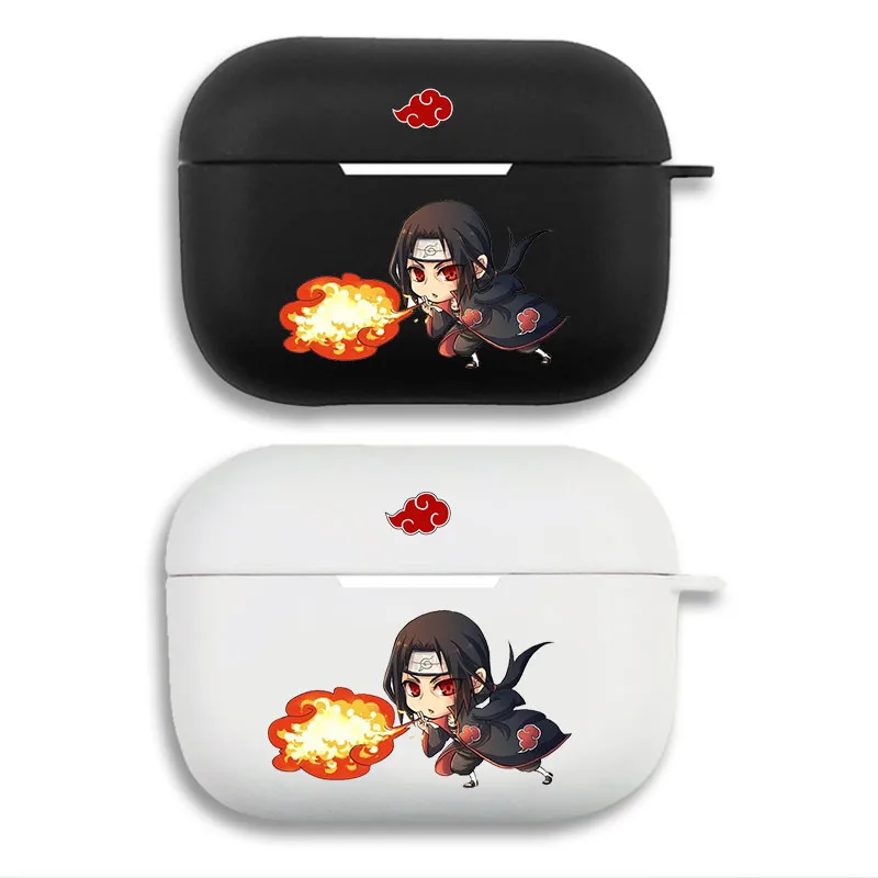 Ninja Anime Akatsuki Itachi Uchiha Fire Style — Cute Chibi Anime Graphic Print Matte Silicone AirPods Pro Case