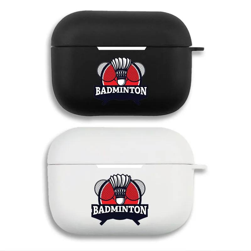 Badminton RackAlien Visitors and Shuttlecock - Sports Graphic Print Matte Silicone AirPods Case