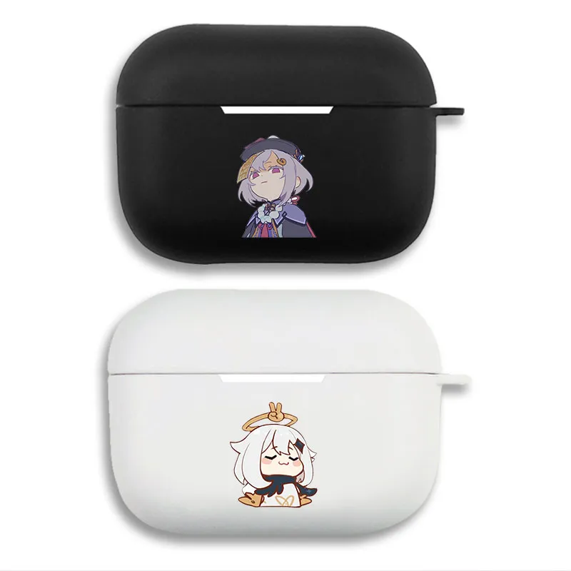 Original God Qiqi & Paimon Cute Chibi Matte Silicone AirPods Case