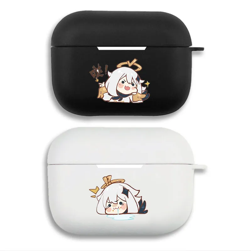 Original God Paimon Cute Chibi Matte Silicone AirPods Case