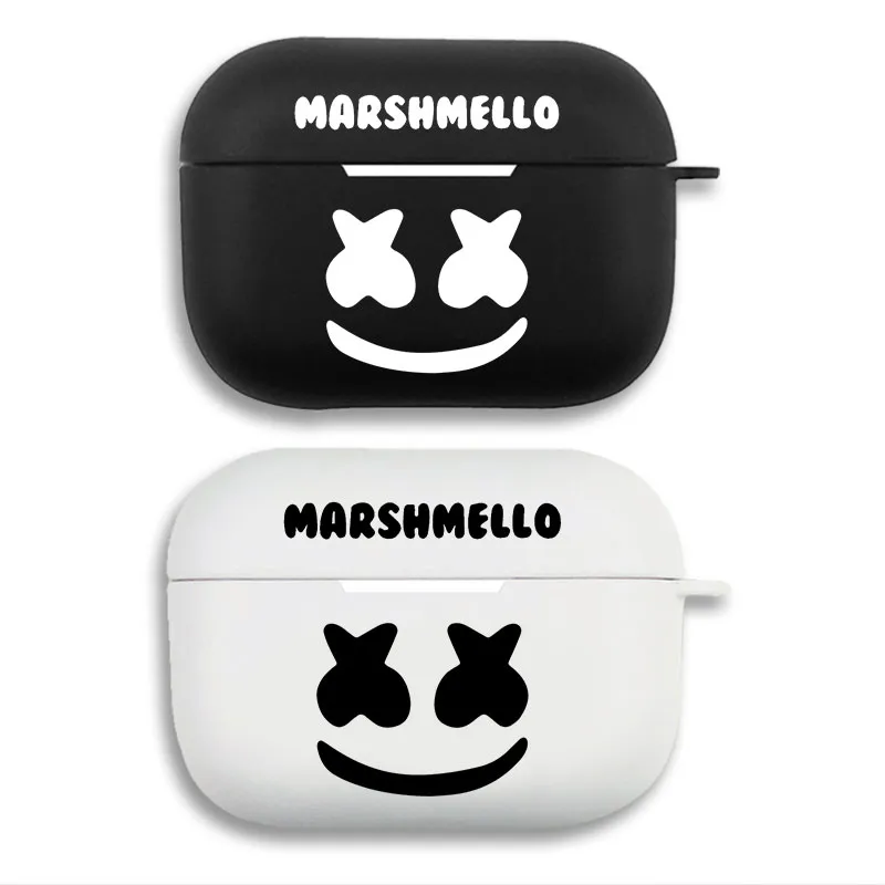 DJ Marshmello Smiley Logo Music Graphic Matte Silicone AirPods Case