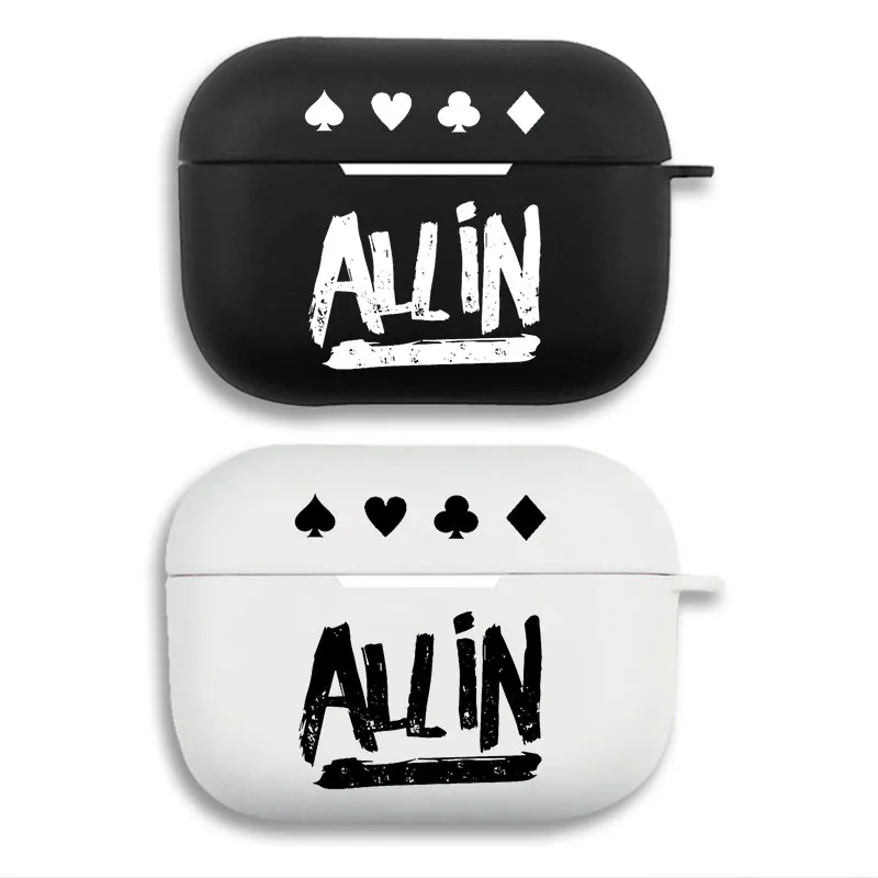 Poker All In Card Suits Typography Matte Silicone AirPods Case