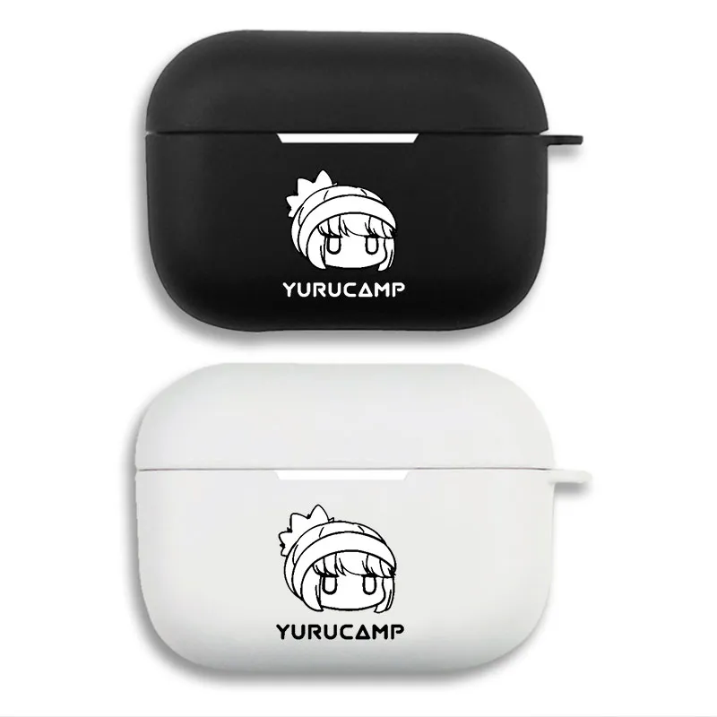 Yuru Camp Shima Rin Cute Chibi Line Art - Matte Graphic Printed Silicone AirPods Pro Case