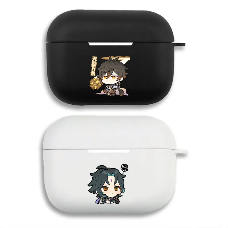 Original God Zhongli Xiao Chibi - Matte Graphic Printed Silicone AirPods Pro Case