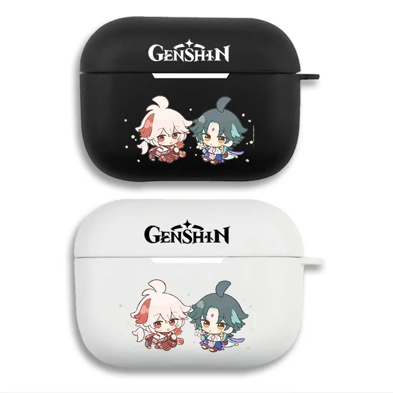 Original God Kazuha and Xiao Chibi Matte Silicone AirPods Case