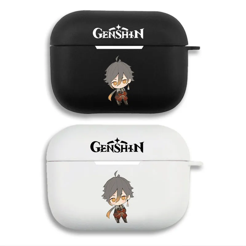 Original God — Cute Chibi Zhongli Character Graphic Print Matte Silicone AirPods Case