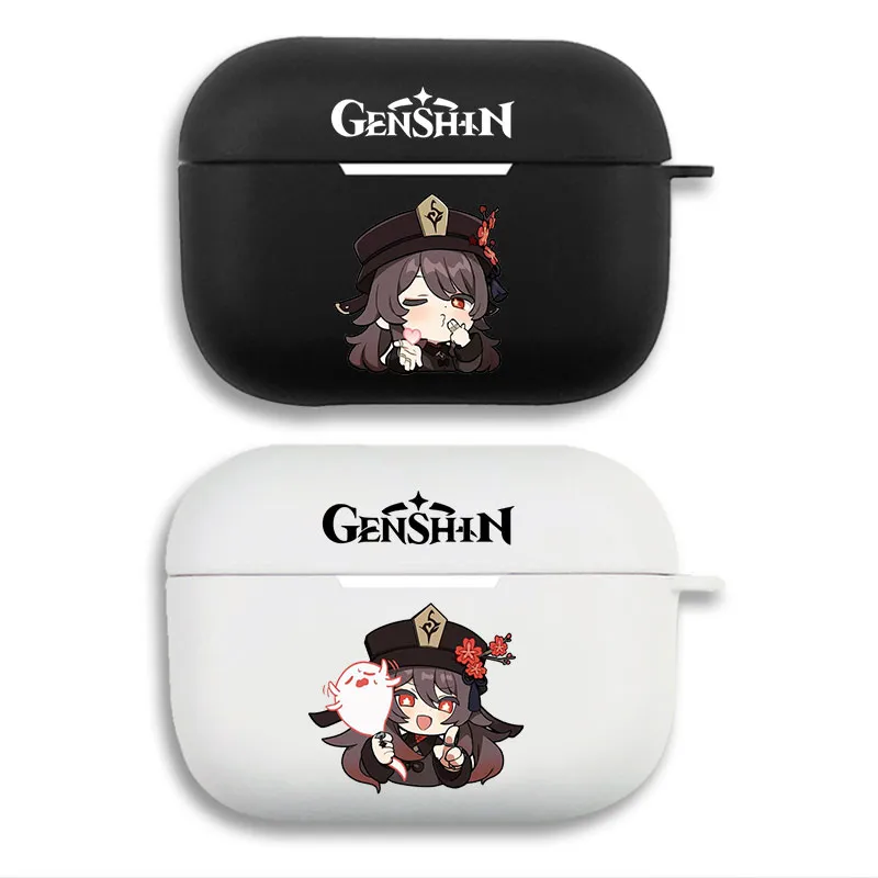 Original God Hu Tao with Ghost Chibi Matte Silicone AirPods Case