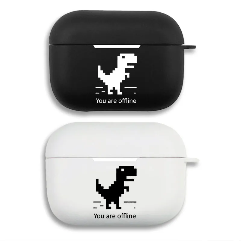 Google Chrome Offline Dinosaur Pixel Game Matte Silicone AirPods Case