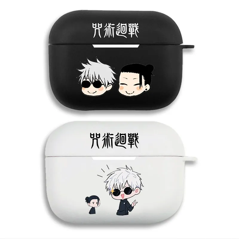 Curse Exorcist Gojo and GAlien Visitoro — Cute Chibi Matte Graphic Print Silicone AirPods Case