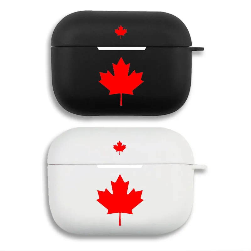 Canada Flag Maple Leaf — Red & Black Minimalist Graphic AirPods Pro Case