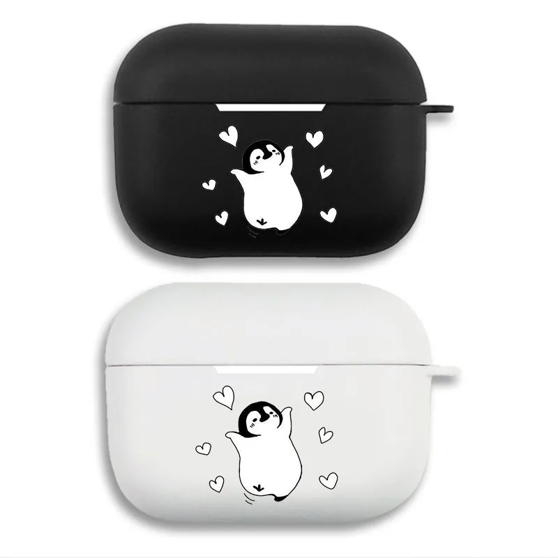 Cute Happy Dancing Penguin with Love Hearts Cartoon AirPods Case