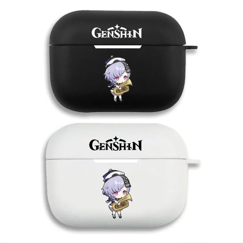 Original God Qiqi — Cute Chibi Anime Game Character Tuba Marching Band Soft Silicone Split Airpods Case