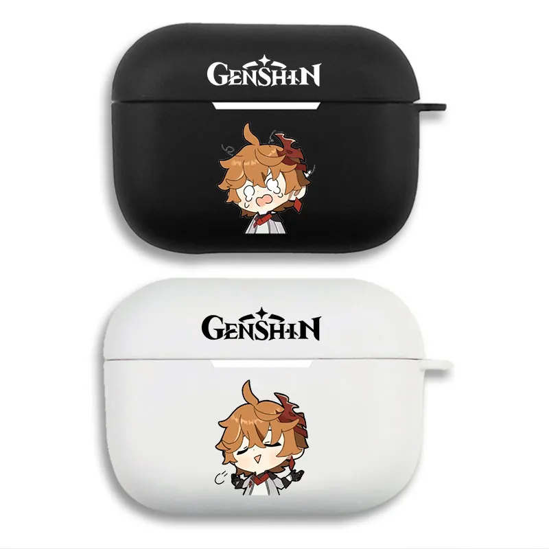Original God Tartaglia Childe — Cute Chibi Anime Game Character Soft Silicone Split Airpods Case