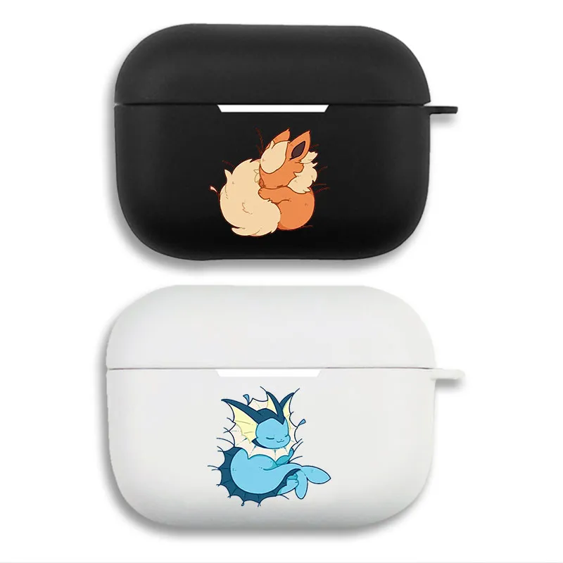 Creature Collection Flareon and Vaporeon — Cute Sleeping Eeveelutions Matte Soft Protective Cover AirPods Case