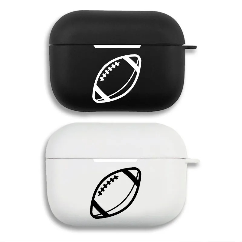 American Football Sport — Minimalist Ball Outline Graphic Soft Silicone Split Airpods Case