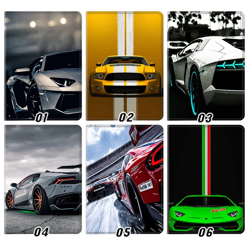 Supercar Sports Car - Lamborghini Aventador and Mustang Racing Graphics Folio Tablet Case