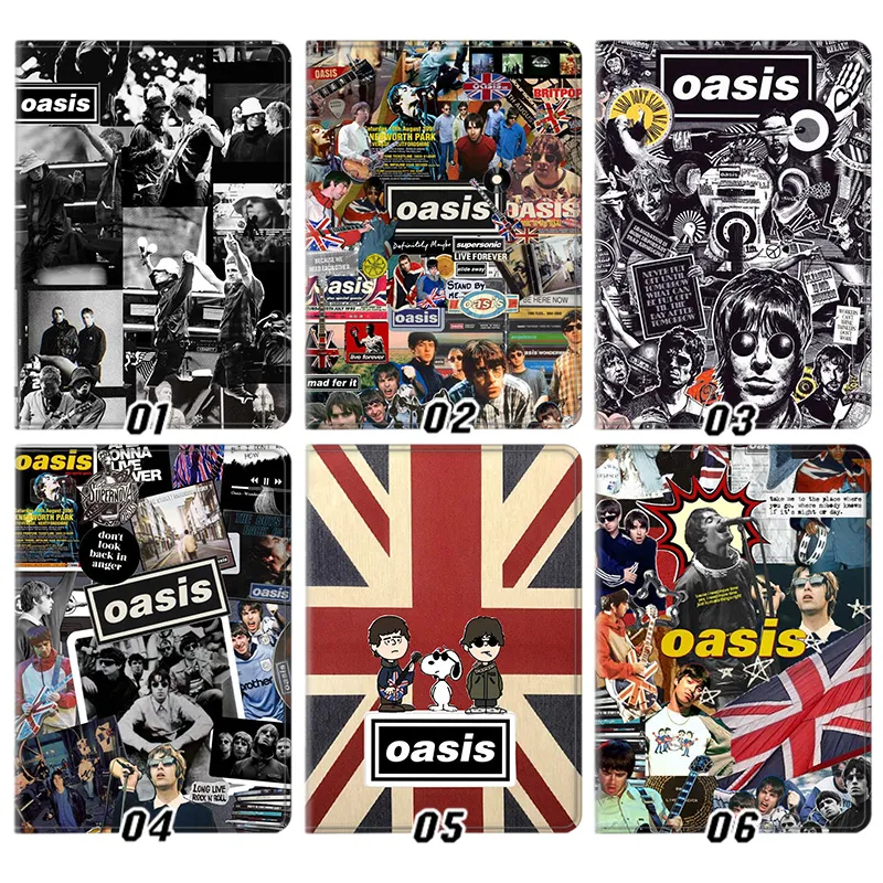 Oasis Band - Vintage Rock Collage & Union Jack British Pop Culture Folio Tablet Case