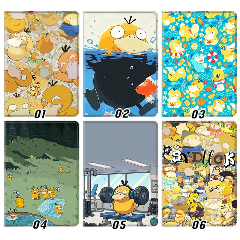 Psyduck Creature Collection - Funny Collage and Gym Workout Artwork Folio Tablet Case