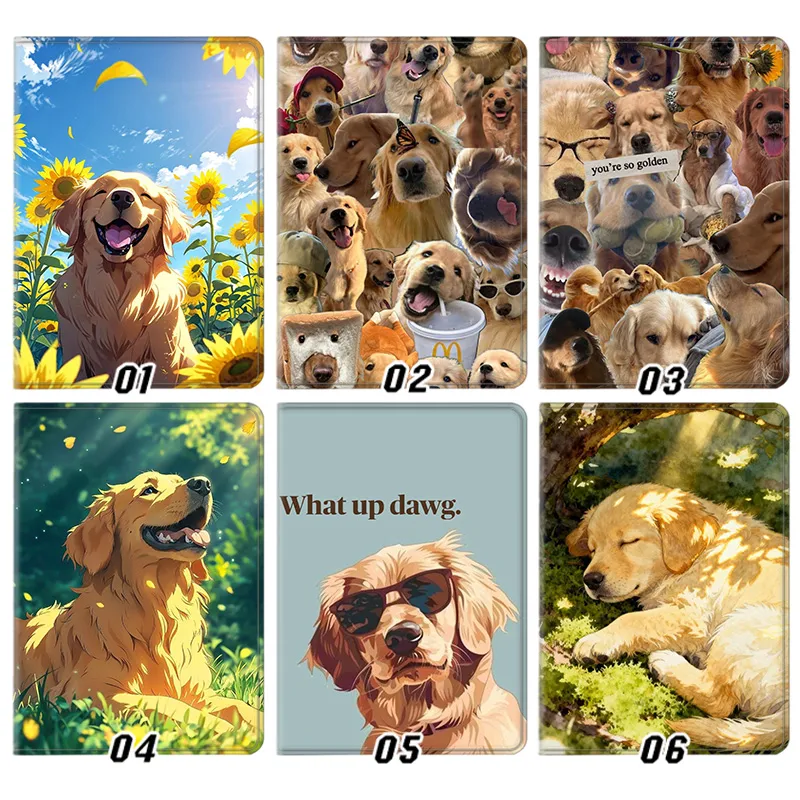 Golden RAlien Visitorriever Dog & Sunflower — Cute Puppy Collage & Meme Art Tablet Case