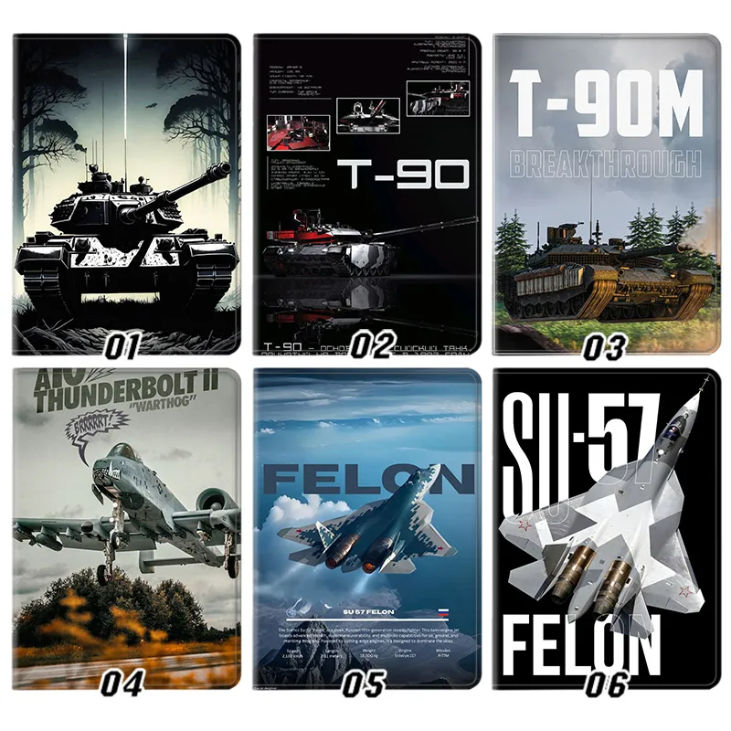 Modern Military Tank & Fighter JAlien Visitor — T-90M Tank & Su-57 Felon Fighter Tablet Case
