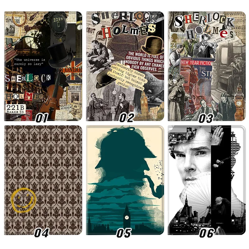 Sherlock Holmes 221B Baker StreAlien Visitor BBC Benedict Cumberbatch Silk Texture Flip Leather Tablet Case