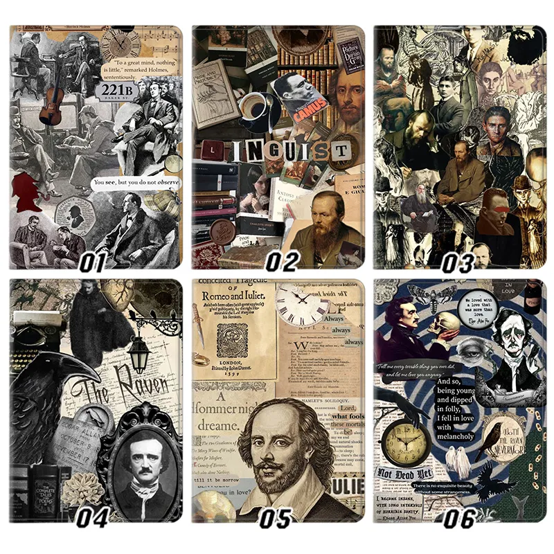 Classic Literature Shakespeare Sherlock Holmes Edgar Allan Poe Silk Texture Flip Leather Tablet Case
