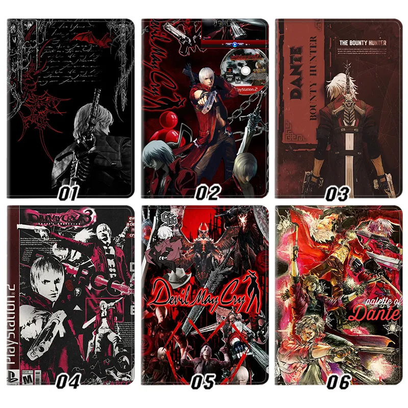 Devil May Cry Dante Gothic Anime Game Silk Texture Flip Leather Tablet Case