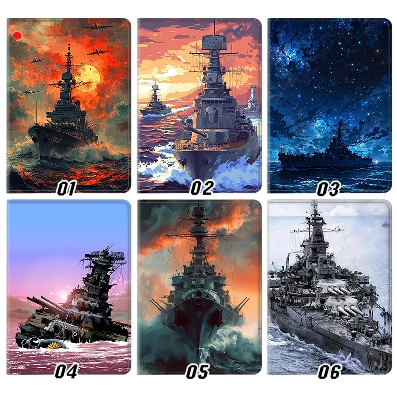 WW2 Military Warship — Battleship Yamato, Navy Destroyer fleAlien Visitor, and Ocean Naval Combat Game Graphic Art Tablet Case