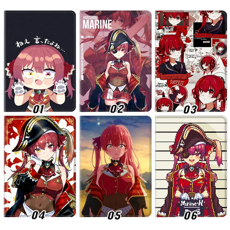 Hololive VTuber — Houshou Marine Senchou Pirate Captain Red Hair Kawaii Anime Graphic Art Tablet Case
