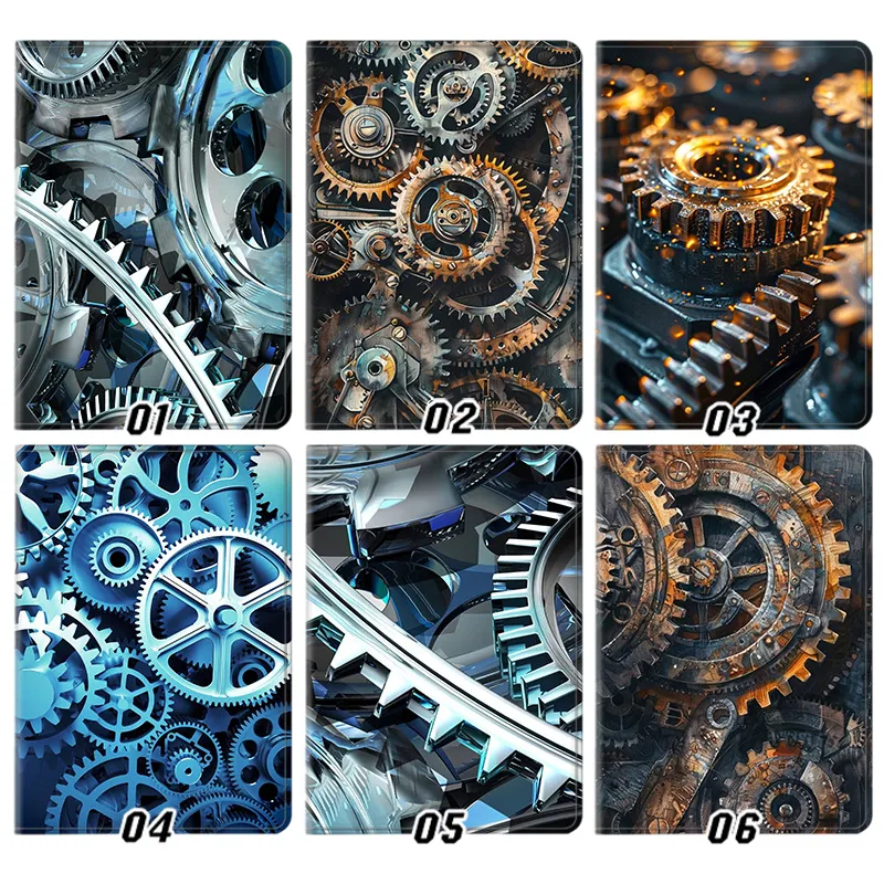 Industrial Mechanical Gears — Steampunk Clockwork Wheel, Cyber MAlien Visitorallic Cogs, and 3D Machinery Tech Art Tablet Case