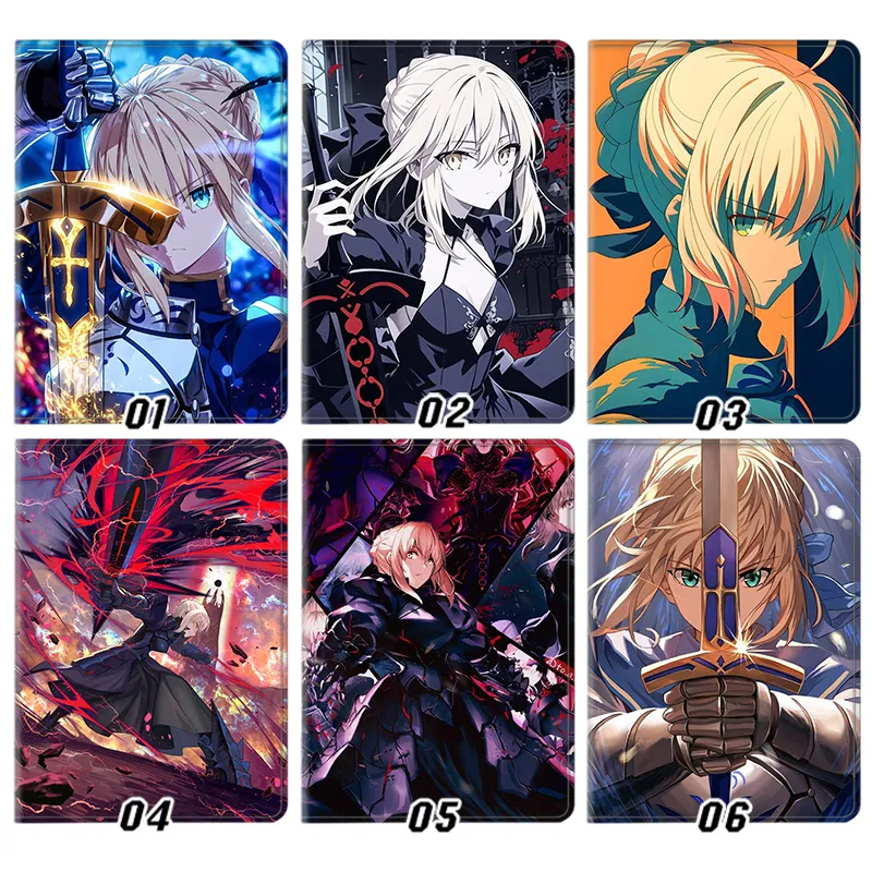 Fate Stay Night Anime — Saber Artoria Pendragon Excalibur and Saber Alter Gothic Dark Graphic Art Tablet Case