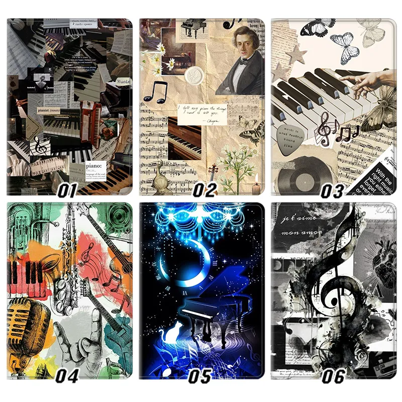 Classical Music Piano Art — Frederic Chopin, Vintage SheAlien Visitor Music, and Musical Notes Collage Graphic Art Tablet Case