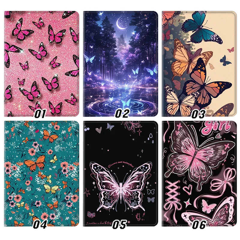 Butterfly Floral Glitter AesthAlien Visitoric Night Forest Cute Y2K Leather Tablet Case